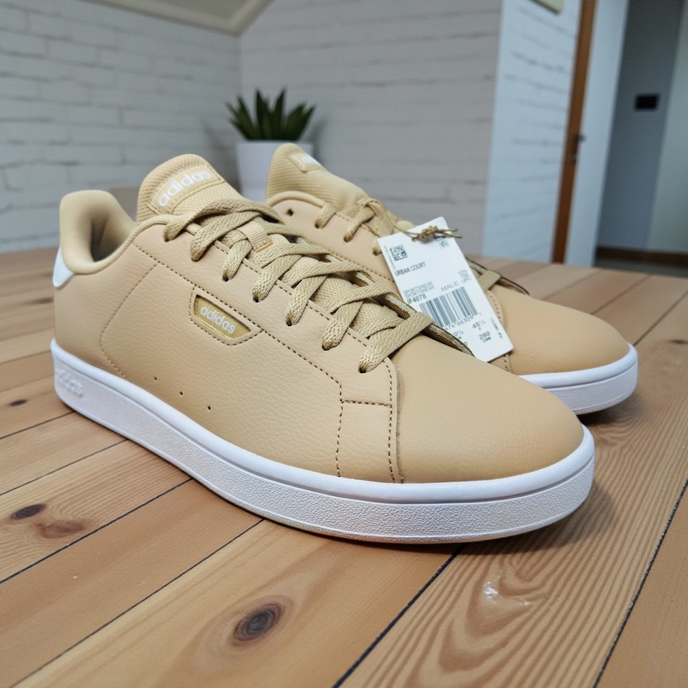 Adidas Urban Court Mens Size 9.5 Tan Leather Low Top Sneakers Shoes IF4078